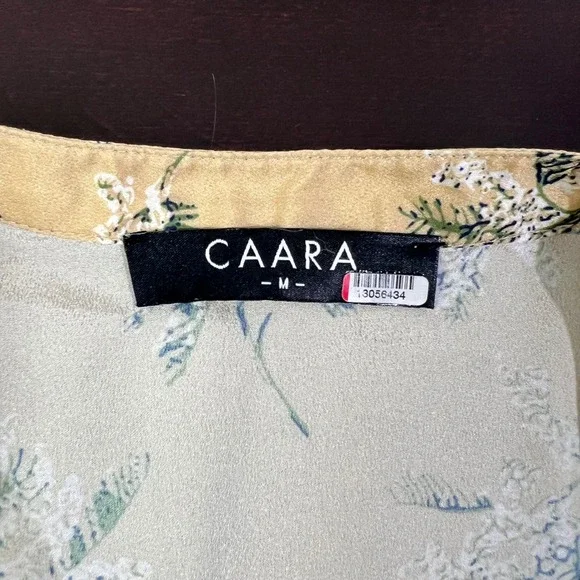 Caara Yellow Floral Tie-Waist Midi Dress Medium Spring Picnic Chic Cottagecore M - Picture 4 of 14